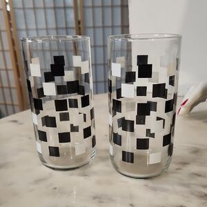 Libbey Black and White Checkered Glasses